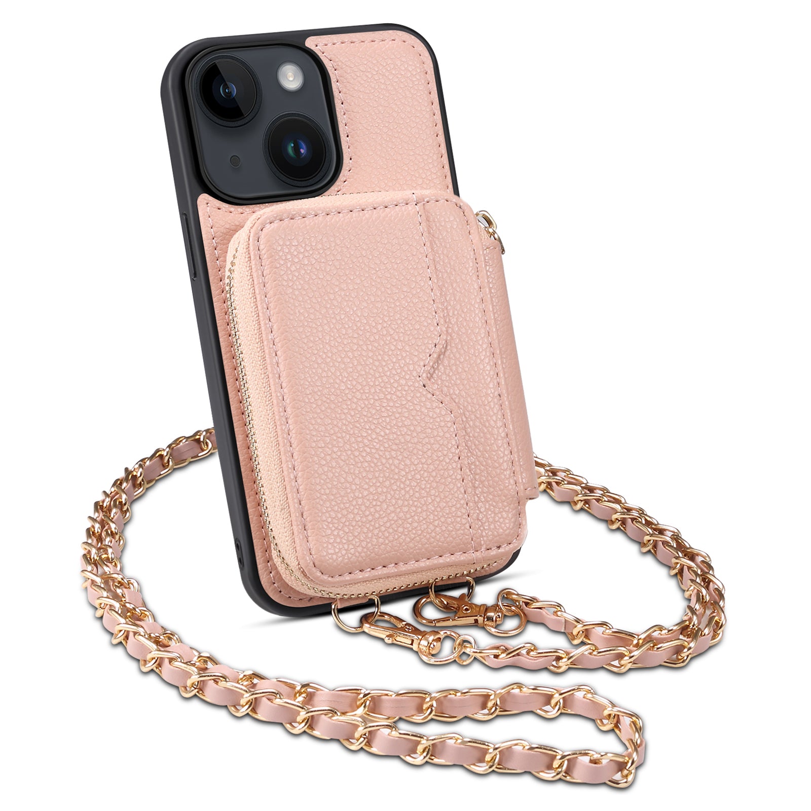 For iPhone 14 Smartphone Case Kickstand Card Holder Wallet PU Leather TPU Phone Cover with Strap For iPhone 14 Smartphone Case Kickstand Card Holder Wallet PU Leather TPU Phone Cover with Strap